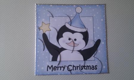 Christmas Penguin - Shell Edged Corner Side Stacker by Hayley Griffiths
