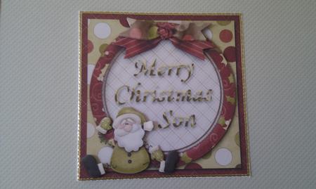 Merry Christmas Son Santa Card Front by Hayley Griffiths