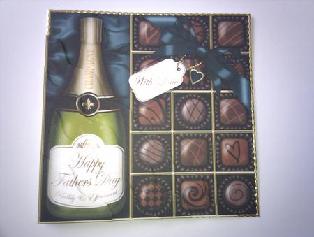 Fathers Day Champers N Chocs Wavy Corner Side Stacker Topper by Hayley Griffiths