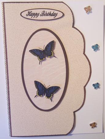 Butterflies Scallop Edged Card Front by Hayley Griffiths