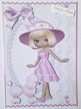 Little Lady in Pink Hat with Pink Poodle by Hayley Griffiths