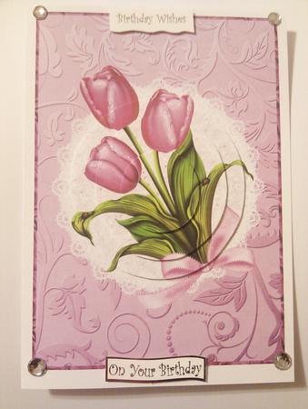 Deluxe A5 Tulip Card Fronts with Bow by Hayley Griffiths