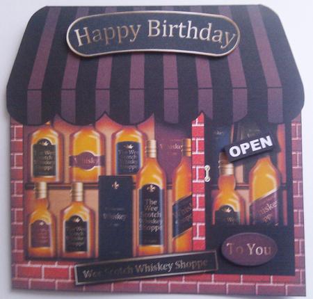 The Little Whiskey Shop Shaped Card Decoupage N Greetings by Hayley Griffiths