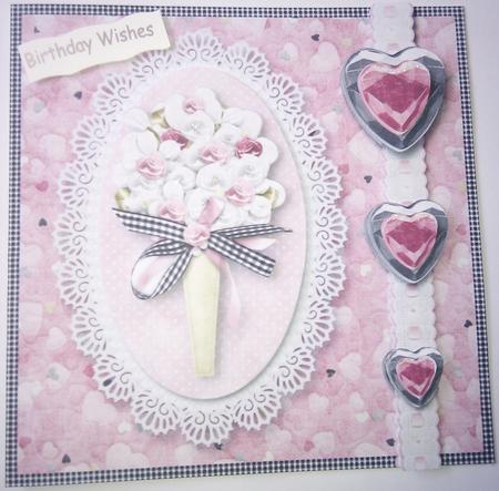 Wedding Bouquet on Lace Edge Oval Pretty Pink by Hayley Griffiths