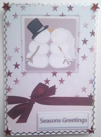 Kissing Snowmen Christmas Card by Hayley Griffiths