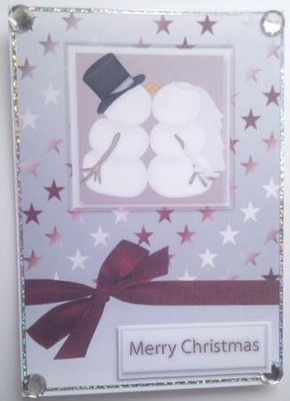 Kissing Snowmen Christmas Card by Hayley Griffiths