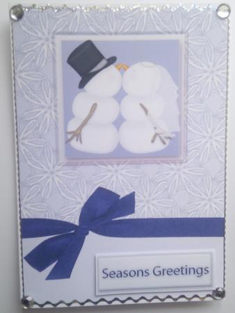 Kissing Snowmen Christmas Card by Hayley Griffiths