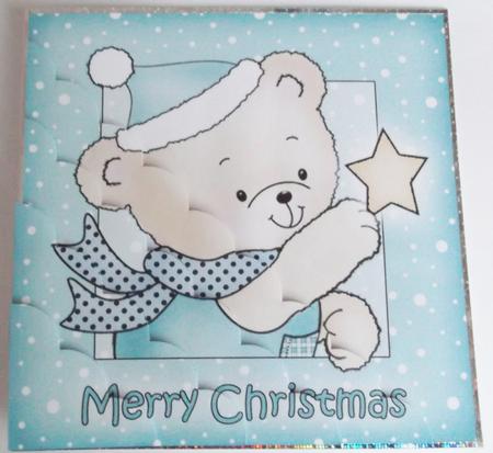 Cute Hunney Bear Robert has a Christmas Star - Scalloped Corner Stacker by Hayley Griffiths