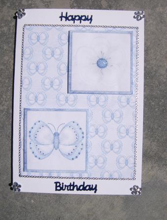 Blue Flutterby Blossoms Backing Paper 2 by Hayley Griffiths