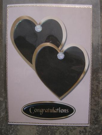 Black & Gold Hearts Decoupage Quick Card Front by Hayley Griffiths