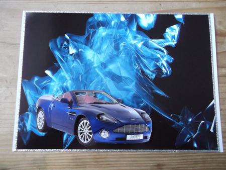 Aston Martin Vanquish on Abstract Background Decoupage by Hayley Griffiths