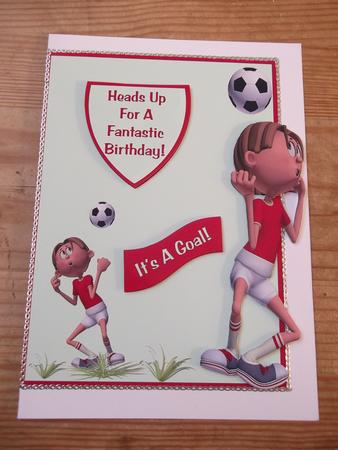 Footballer Over the Edge Card Front by Hayley Griffiths