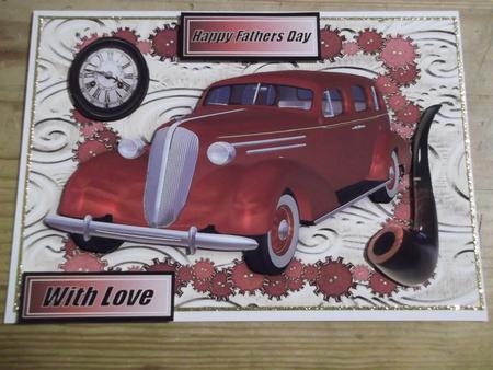 1936 Red Sedan, in Steampunk Frame with Smoking Pipe by Hayley Griffiths
