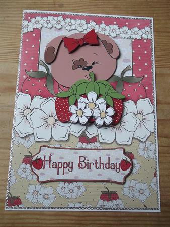 Strawberry Patch Puppy Decoupage by Hayley Griffiths
