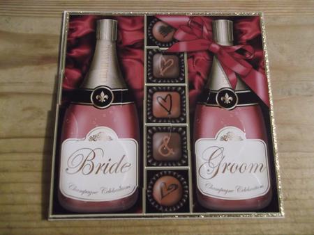 Bride & Groom Champers N Chocs Shell Edged Corner Side Stack by Hayley Griffiths