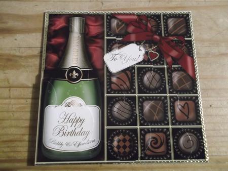Birthday Champers N Chocs Shell Edged Corner Side Stacker by Hayley Griffiths