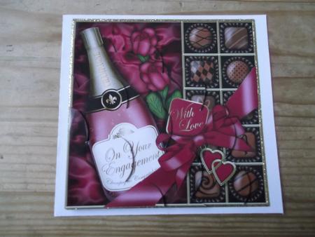 Engagement Champers Chocs N Roses Shell Edged Corner Stacker by Hayley Griffiths