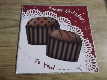 8 x 8 Chocolate Birthday Scalloped Corner Topper by Hayley Griffiths