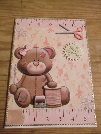 Cute Bear with Cotton Reel & Sewing Needle by Hayley Griffiths