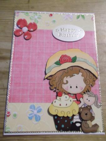 Cute Little Girl with Cupcake, Doll & Teddy by Hayley Griffiths