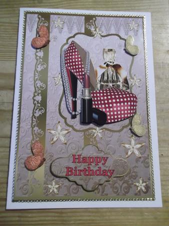 Girls Love Shoes Decoupage Card Front by Hayley Griffiths