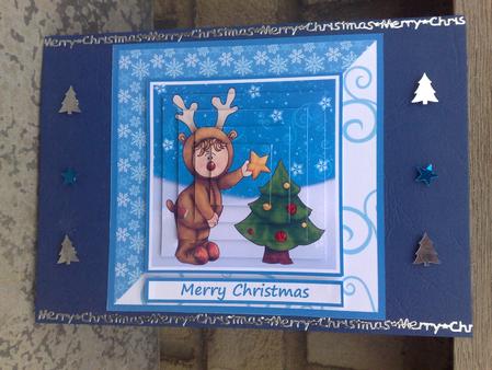 Dress Up Rudolph Card Front Pyramage by Hayley Griffiths