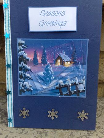 Christmas Winter Log Cabin Snow Scene by Hayley Griffiths