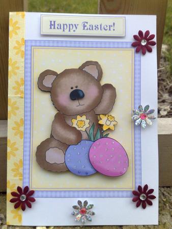 Springtime Easter Bear - Decoupage Card by Hayley Griffiths