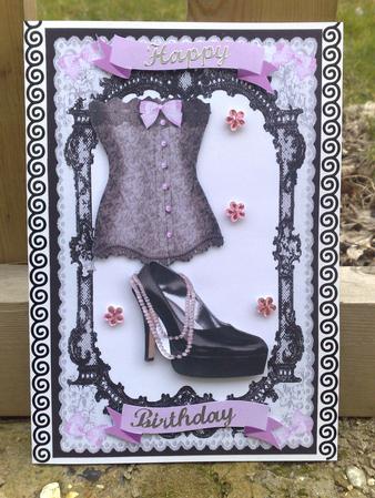 Lovely Black/pink Basque & Shoes with Bows by Hayley Griffiths