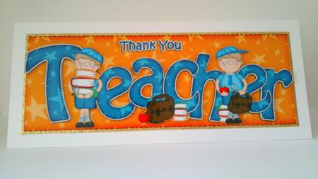 Large Dl Thank You Teacher Card & 3D Decoupage by Hayley Griffiths