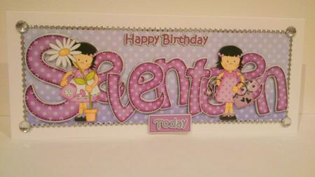 17th Birthday Large Dl Quick Card N 3D Decoupage by Hayley Griffiths