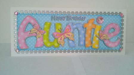 Large Dl Birthday Auntie Quick Card N 3D Decoupage by Hayley Griffiths