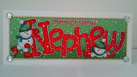 Large Dl Xmas Nephew Quick Card 3D Decoupage by Hayley Griffiths