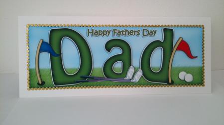 Large Dl Fathers Day Dad Golf Card N 3D Decoupage by Hayley Griffiths