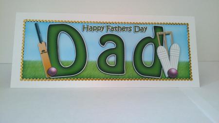 Large Dl Fathers Day Dad Cricket Card N 3D Decoupage by Hayley Griffiths