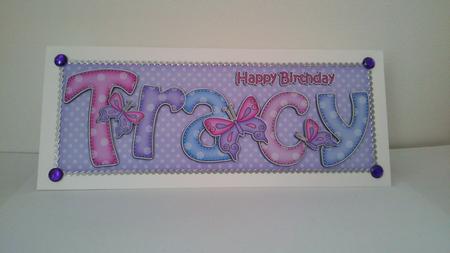 Large Dl Happy Birthday Tracy Quick Card & 3D Decoupage by Hayley Griffiths