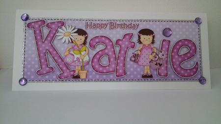 Girlz Birthday Katie Large Dl Quick Card 3D Decoupage by Hayley Griffiths