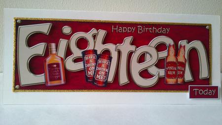 18th Birthday Large Dl Quick Card N 3D Decoupage by Hayley Griffiths