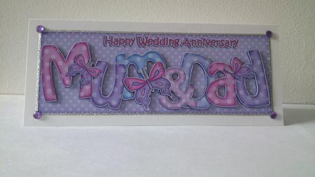 Mum & Dad Anniversary Large Dl Quick Card N 3D Decoupage by Hayley Griffiths