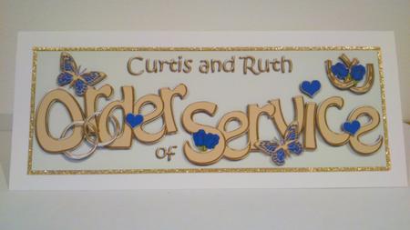 Large Dl Wedding Order of Service Curtis & Ruth 3D Decoupage by Hayley Griffiths
