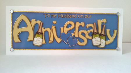 Husband Wedding Anniversary Champagne Large Dl 3D Decoupage by Hayley Griffiths