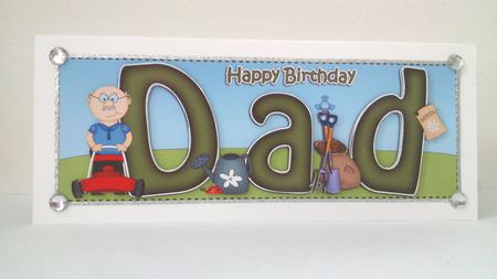 Large Dl Birthday Dad Quick Card N 3D Decoupage by Hayley Griffiths
