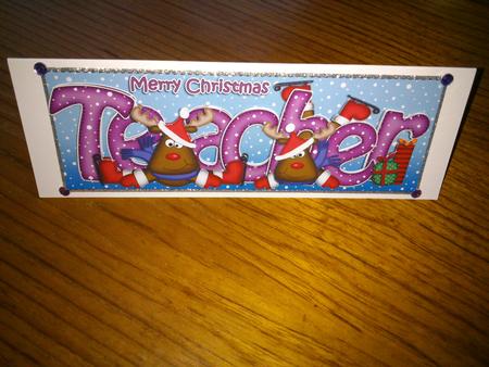 Large Dl Xmas Teacher with Rudolph Quick Card N Decoupage by Hayley Griffiths