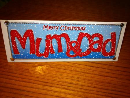 Large Dl Xmas Mum & Dad Quick Card 3D Decoupage by Hayley Griffiths