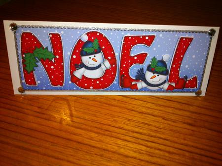 Large Dl Xmas Noel with Snowmen Quick Card with 3D Decoupage by Hayley Griffiths