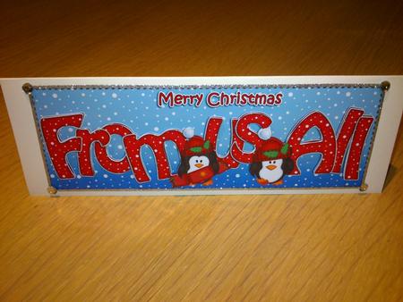 Christmas from Us All Penguins Large Dl & 3D Decoupage by Hayley Griffiths