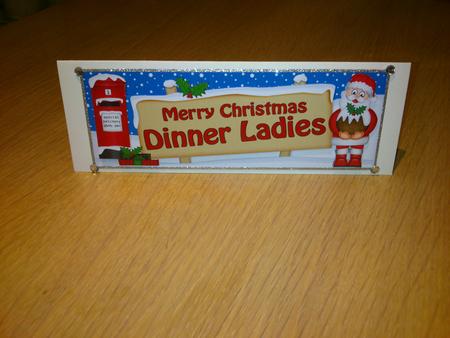 Xmas Dinner Ladies Santa Signpost Large Dl Easicut Decoupage by Hayley Griffiths