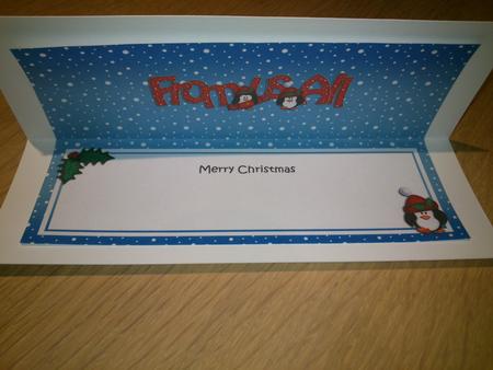 Christmas from Us All Penguins Matching Large Dl Insert by Hayley Griffiths