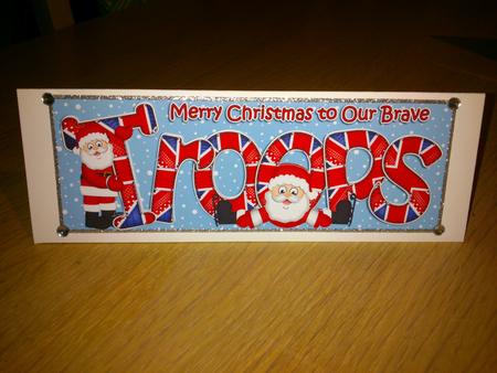 Large Dl Xmas to Our Uk Troops Quick Card 3D Decoupage by Hayley Griffiths