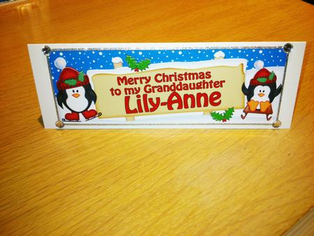Xmas Lily-anne Penguins Signpost Lge Dl Easicut Decoupage by Hayley Griffiths